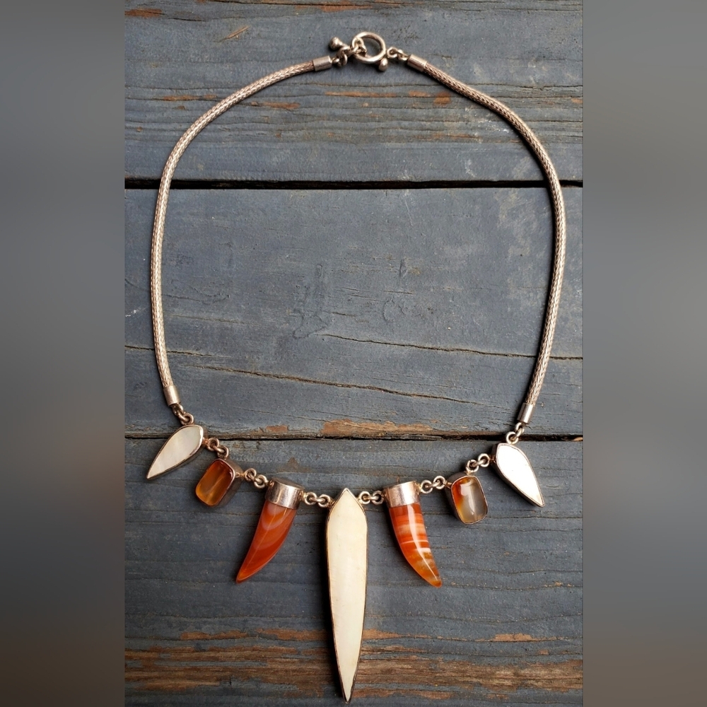 Artisan Crafted Agate MOP Necklace - Picture 2 of 4